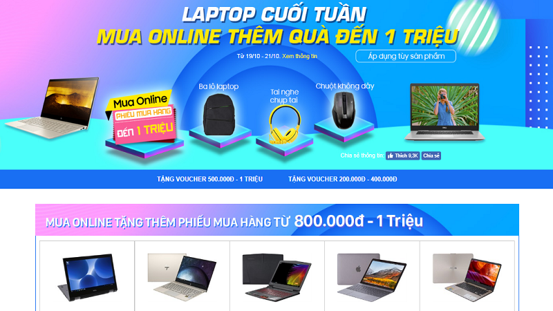 Ưu đãi laptop cuối tuần