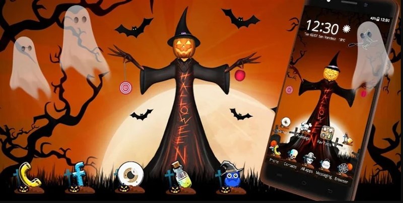 3D Halloween Pumpkin Night Theme