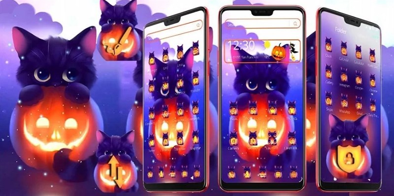 Chủ đề tối Halloween mèo