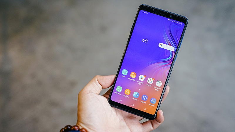 Trên tay Galaxy A9 (2018) Xanh và Đen