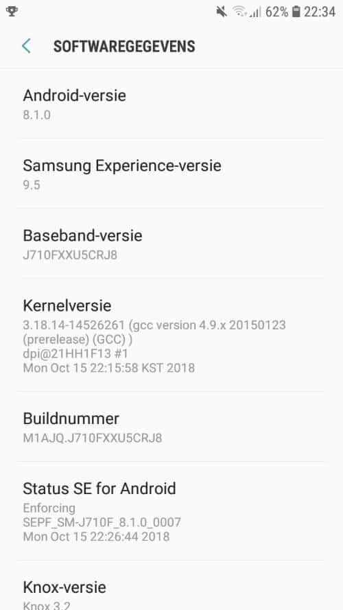 Galaxy J7 (2016) ở một số quốc gia đã được cập nhật Android 8.1 Oreo