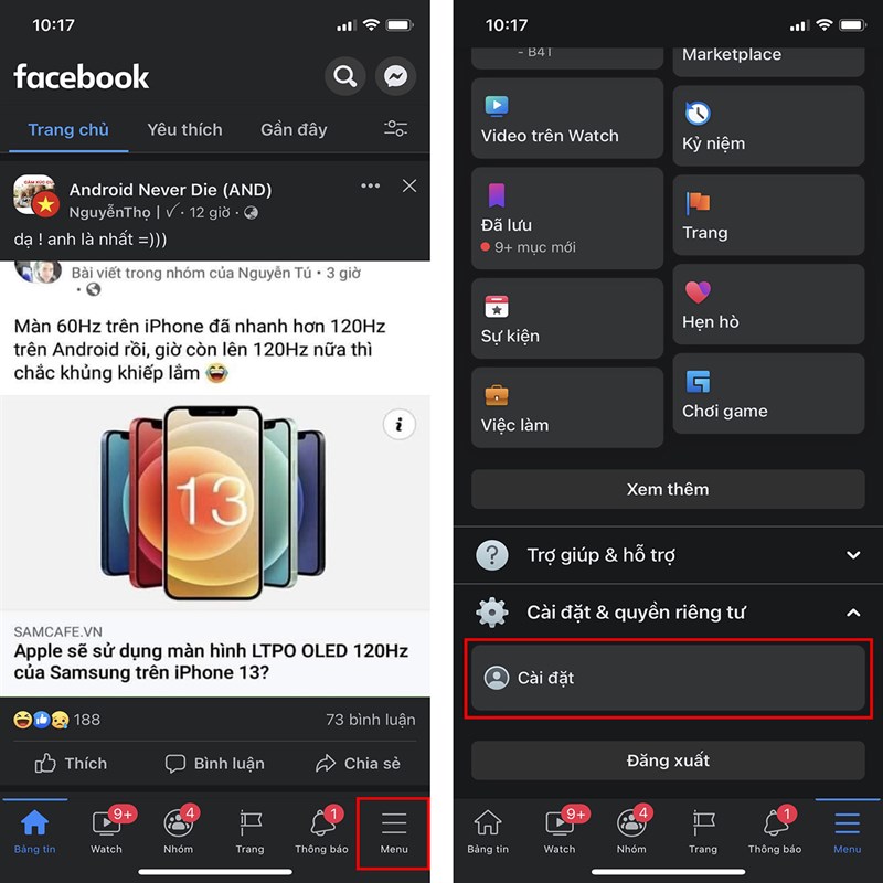 Cách chuyển Facebook thành nền đen-2 Cách chuyển Facebook thành nền đen-2