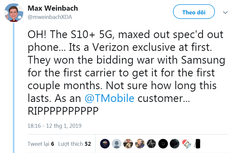 Galaxy S10 5G với RAM 12 GB và ROM 1 TB sẽ được Verizon bán độc quyền Galaxy S10 5G với RAM 12 GB và ROM 1 TB sẽ được Verizon bán độc quyền