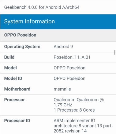 OPPO Poseidon dùng chip Snapdragon 855 xuất hiện trên Geekbench