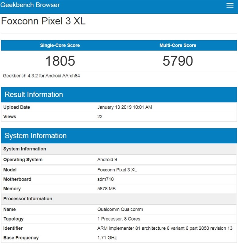 Google Pixel 3 Lite XL chạy Snapdragon 710 xuất hiện trên Geekbench