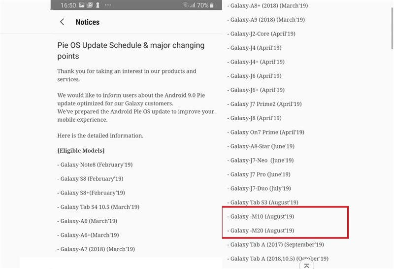 Chưa ra mắt nhưng Samsung xác nhận sẽ cập nhật Android Pie cho Galaxy M10, M20 Chưa ra mắt nhưng Samsung xác nhận sẽ cập nhật Android Pie cho Galaxy M10, M20