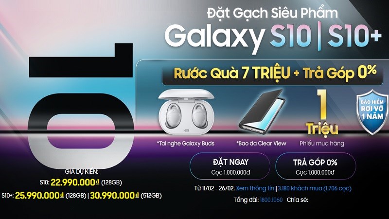 Đặt gạch Galaxy S10, S10+