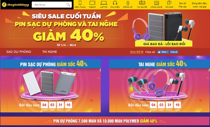 sạc dự phòng giảm giá 40%