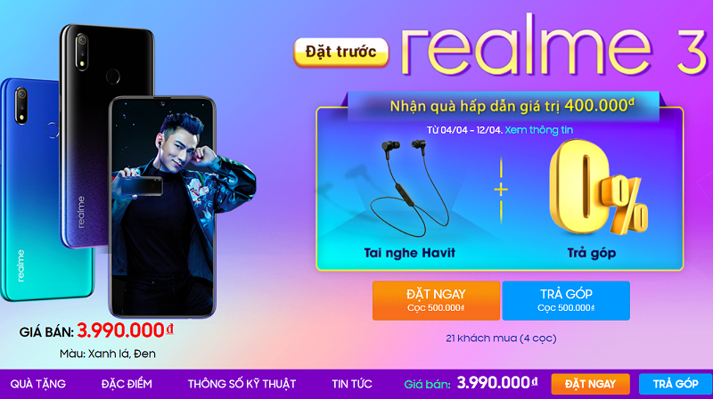 Đặt trước Realme 3