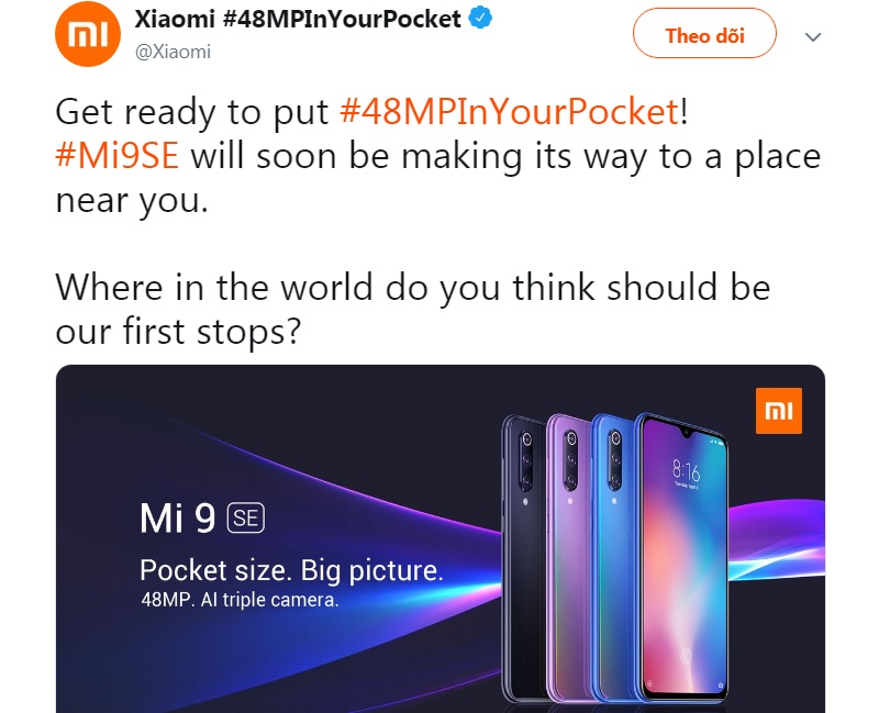 Xiaomi công bố Mi 9 SE đang được phát hành toàn cầu