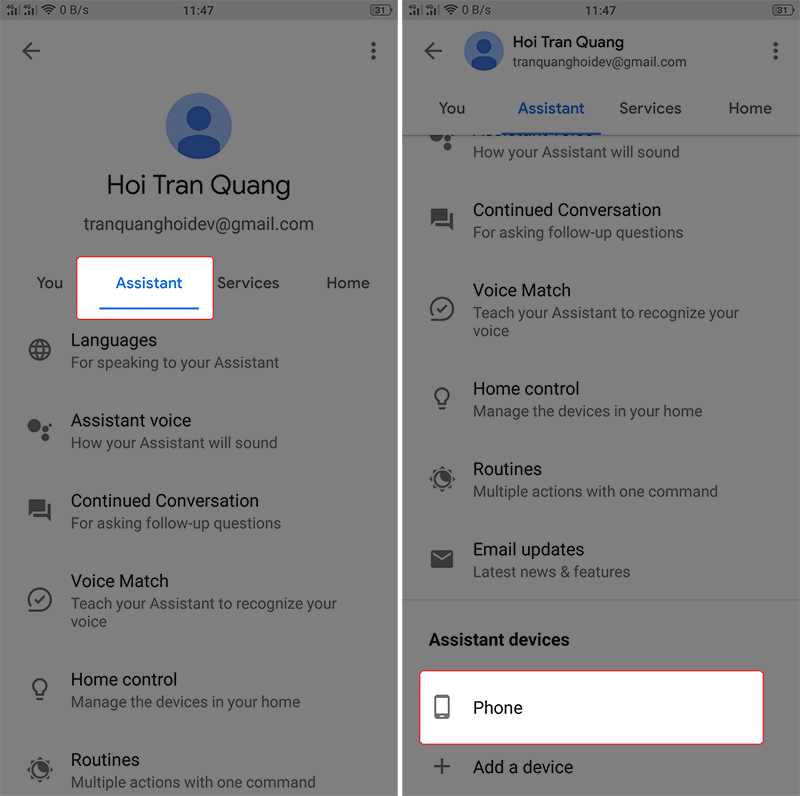 Google Assistant bằng giọng nói