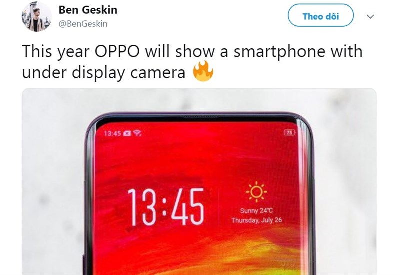 Smartphone OPPO có camera trong màn hình sẽ ra mắt cuối năm nay?