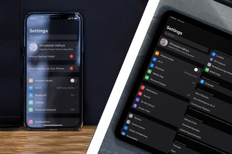 Sự khác biệt giữa Dark Mode trên iPhone và iPad