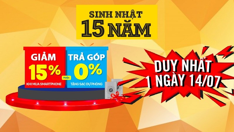 Khuyến mãi giảm ngay 15%