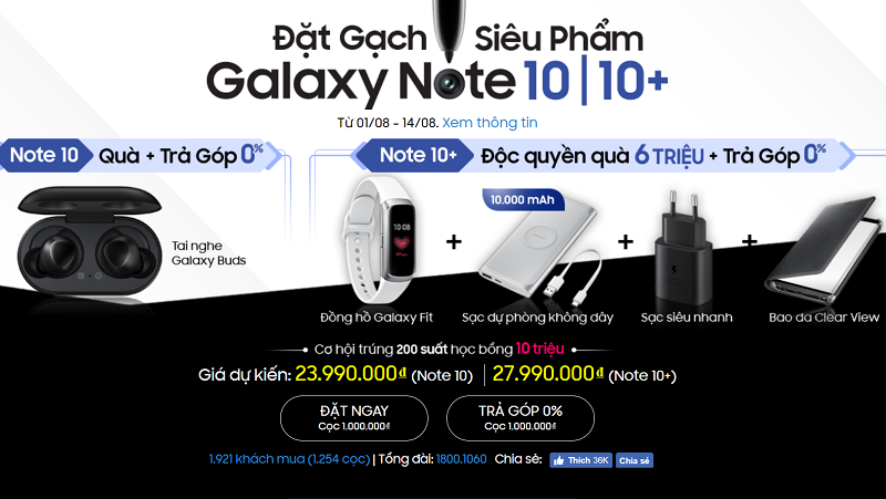 Äáº·t gáº¡ch Galaxy Note 10, Note 10+