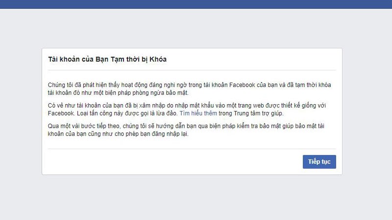 tài khoản facebook bị khóa