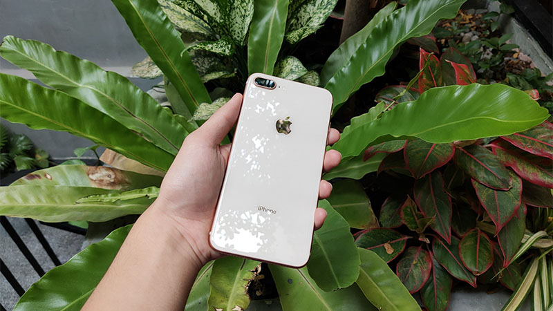 Mặt lung kính của iPhone 8 plus bóng bẩy, sang trọng