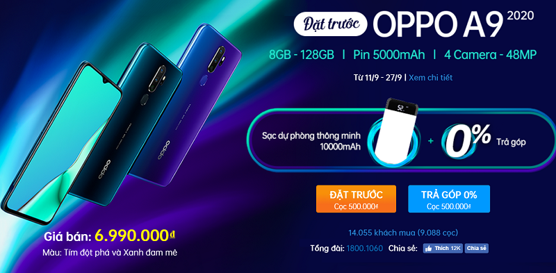 OPPO A9 đạt 9000 lượt cọc