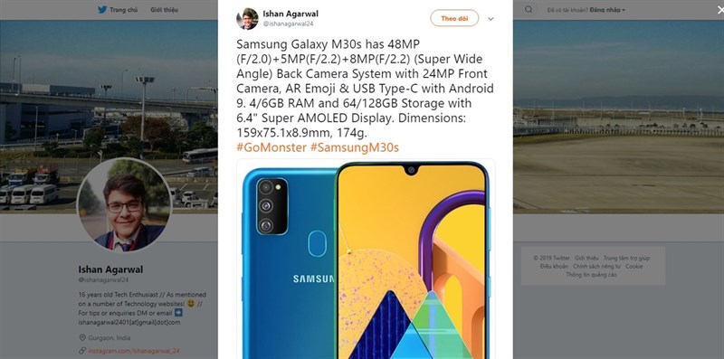 Samsung Galaxy M30s lộ cấu hình trước ngày ra mắt