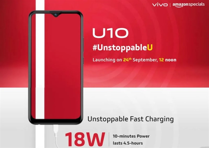 Vivo U10 sẽ ra mắt vào ngày 24/9, hỗ trợ sạc nhanh 18W Vivo U10 sẽ ra mắt vào ngày 24/9, hỗ trợ sạc nhanh 18W