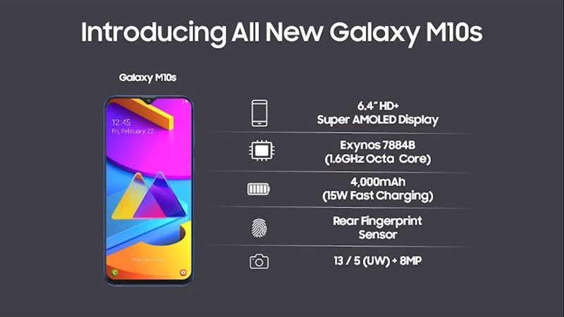 Samsung Galaxy M10s ra mắt: Màn hình AMOLED 6.4 inch, pin 4.000 mAh, giá 2.9 triệu