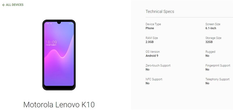 Lenovo K10 lộ cấu hình và ảnh render trên Android Enterprise