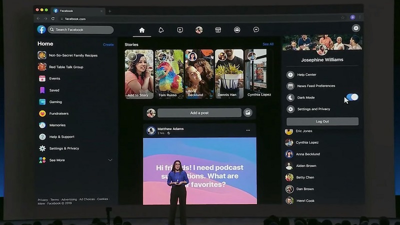 Những hình ảnh đầu tiên về chế độ Dark Mode của Facebook giao diện Web