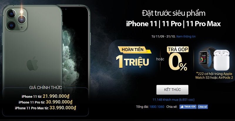 Giá bán của bộ ba iPhone 11 mới tại Thế Giới Di Động Giá bán của bộ ba iPhone 11 mới tại Thế Giới Di Động