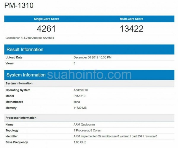 Xperia 3 lộ diện trên trang chấm điểm Geekbench với điểm số 'khủng', xác nhận sử dụng chip Snapdragon 865 Xperia 3 lộ diện trên trang chấm điểm Geekbench với điểm số 'khủng', xác nhận sử dụng chip Snapdragon 865