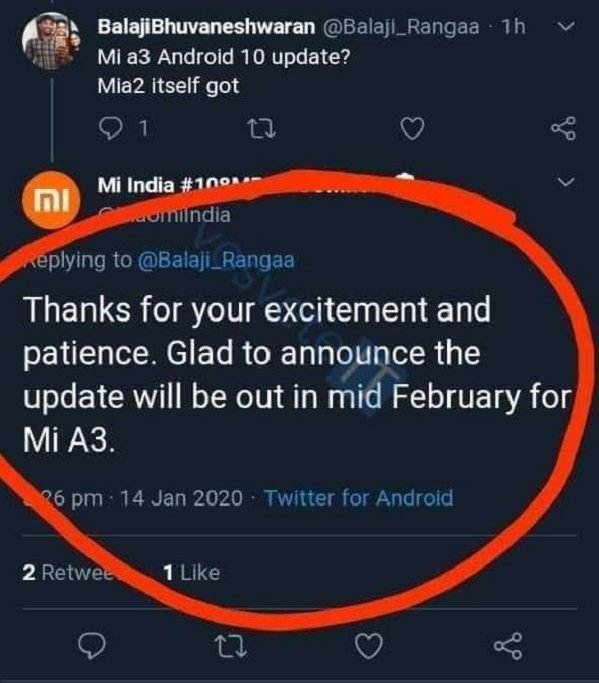 Câu trả lời của Xiaomi về ngày cập nhật Android 10 của Mi A3