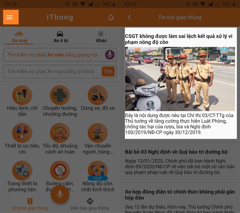 iThong: Xem các mức xử phạt mới theo nghị định 100 trên smartphone iThong: Xem các mức xử phạt mới theo nghị định 100 trên smartphone