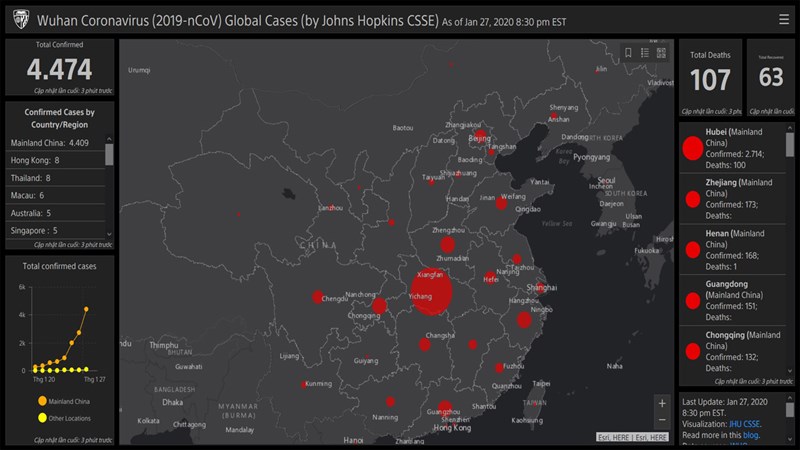 cập nhật trực tiếp dịch cúm virus vũ hán