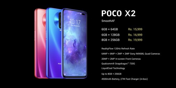 Poco X2 trình làng với thiết kế lạ mà quen, màn hình đục lỗ chứa camera seflie kép, chip Snapdragon 730G, 4 camera sau, giá 5.2 triệu