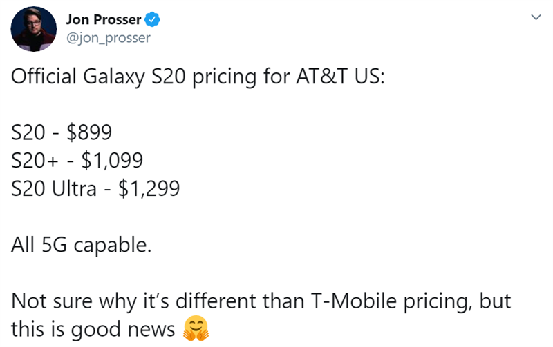 Giá bán dòng Galaxy S20 ở AT&T Giá bán dòng Galaxy S20 ở AT&T