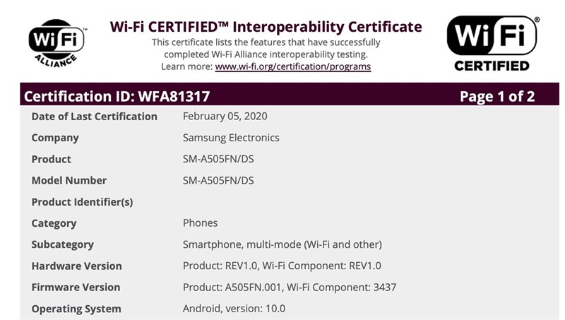 Hé lộ bằng chứng cho thấy Samsung Galaxy A50 sắp được lên đời Android 10 Hé lộ bằng chứng cho thấy Samsung Galaxy A50 sắp được lên đời Android 10