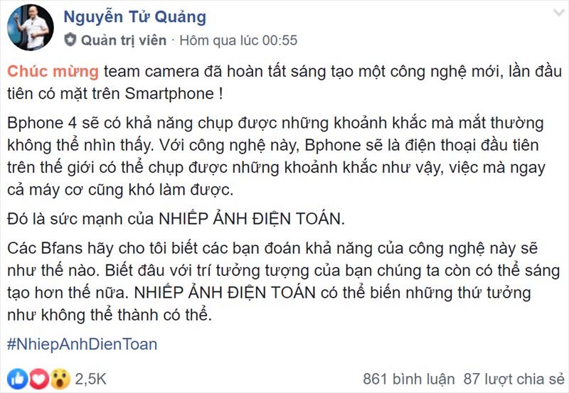 Fan Bphone đâu rồi, bác Quảng vừa xác nhận thời điểm ra mắt Bphone 4 nè
