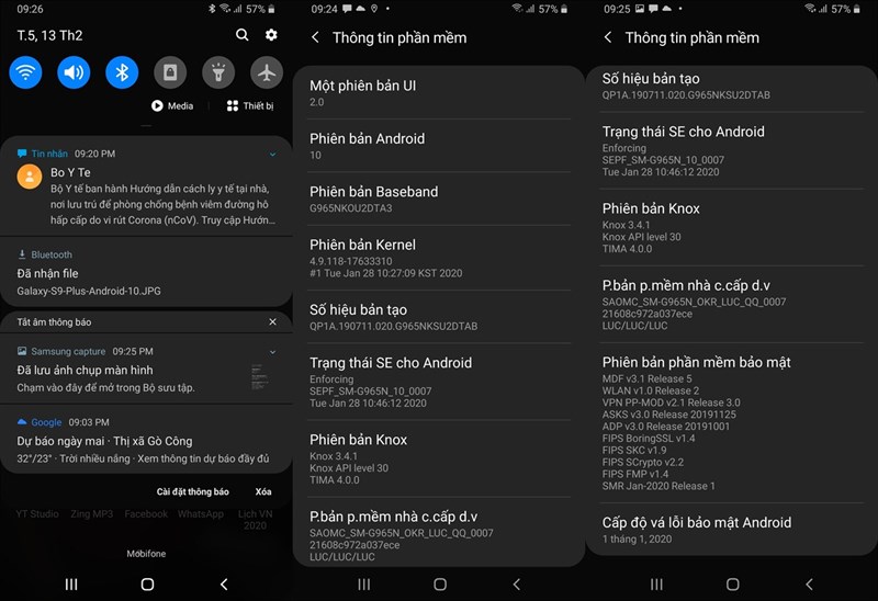 Giao diện thanh thông báo và hệ thống