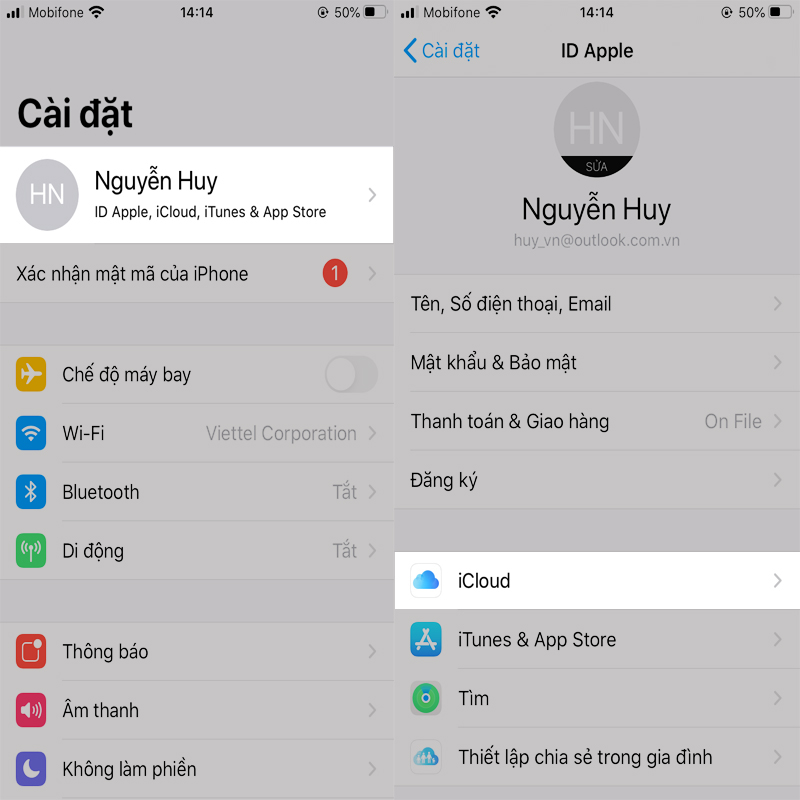 Hủy gói iCloud mua thêm