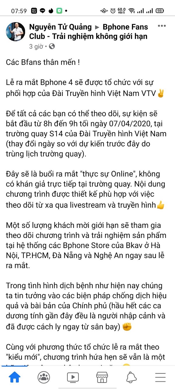 Thời điểm ra mắt Bphone 4 bị dời ngày, sẽ được trình làng trên đài truyền hình vào ngày 7/4