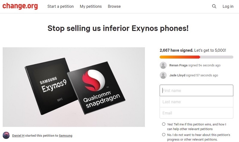 Người dùng yêu cầu Samsung ngừng dùng Exynos Người dùng yêu cầu Samsung ngừng dùng Exynos