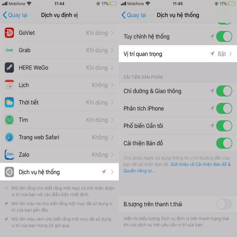 Xem lại lịch trình di chuyển iPhone