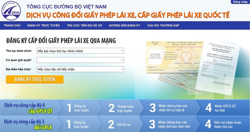 Đổi GPLX qua mạng