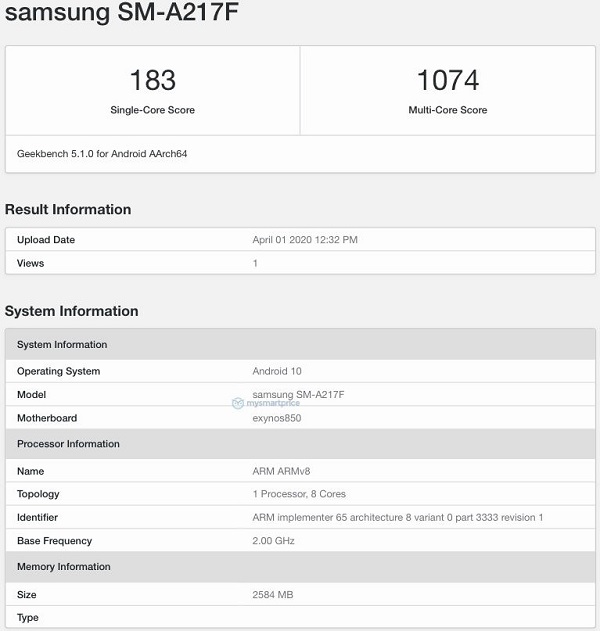 Samsung Galaxy A21s bỗng dưng xuất hiện trên Geekbench, dùng chip lạ chưa nghe nói bao giờ Samsung Galaxy A21s bỗng dưng xuất hiện trên Geekbench, dùng chip lạ chưa nghe nói bao giờ