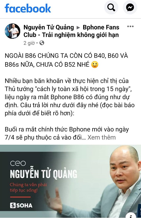 Bphone 4 sẽ ra mắt với nhiều phiên bản khác nhau, B86, B40, B60 và B86s, nhưng không có B52 đâu nhé