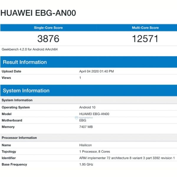 Honor 30 Pro trên Geekbench