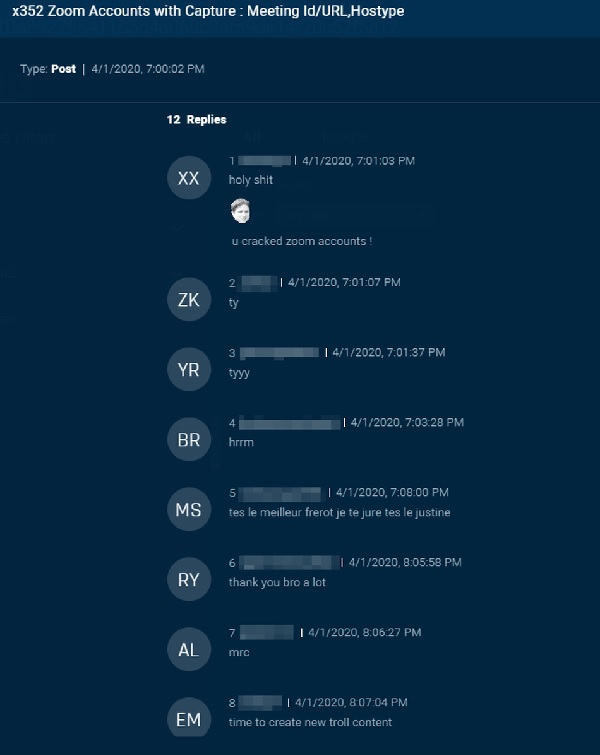 Người dùng trên diễn đàn Dark Web vui mừng khi thấy thông tin tài khoản Zoom được chia sẻ Người dùng trên diễn đàn Dark Web vui mừng khi thấy thông tin tài khoản Zoom được chia sẻ