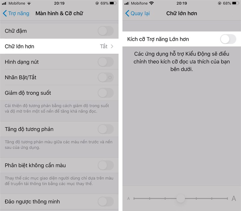 Cách tăng kích cỡ chữ iPhone