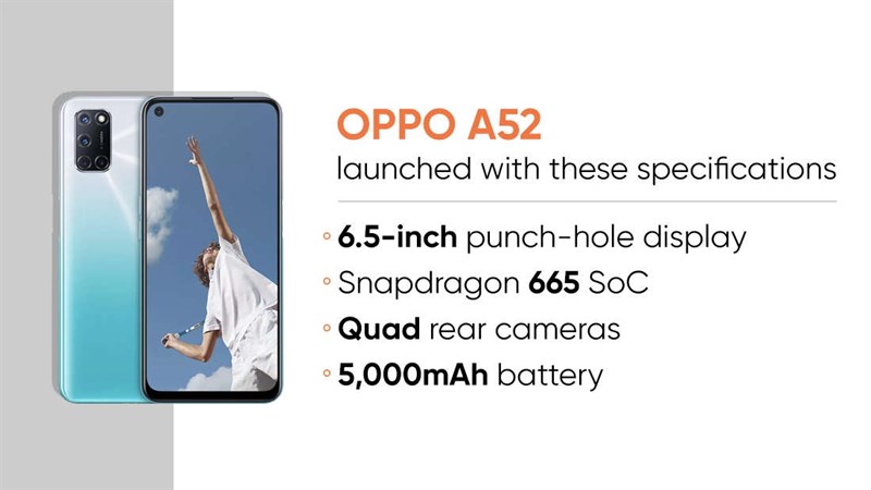 OPPO chơi lớn quá, sau A92s, A12, Find X2 Lite thì bây giờ, đến lượt OPPO A52 ra mắt với màn hình nốt ruồi, 4 camera sau