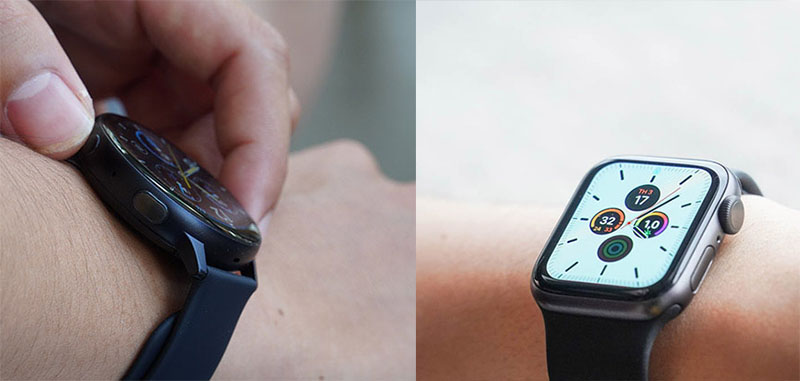 nút bấm của Galaxy Watch và Apple Watch nút bấm của Galaxy Watch và Apple Watch