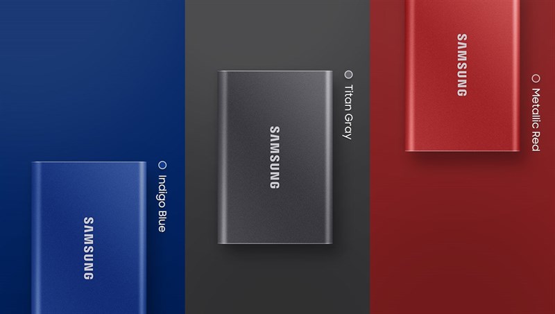 Samsung SSD T7 có ba tùy chọn màu sắc Samsung SSD T7 có ba tùy chọn màu sắc